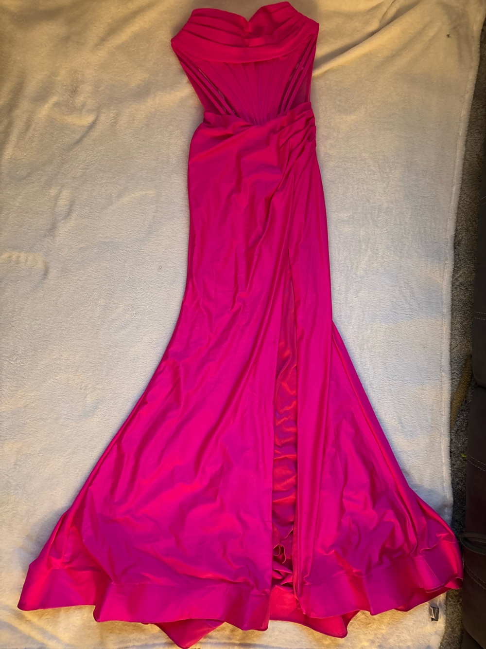 Strapless Maxi Gown in Vibrant Fuchsia Pink